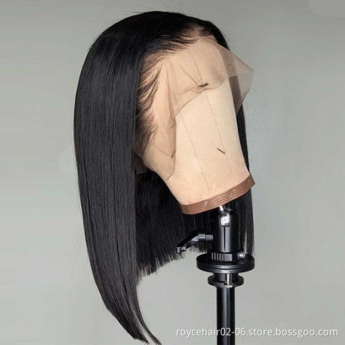 Cheap Thick Brazilian Virgin Human Hair10 Inch Bob Wig Remy Pre Plucked Short 13x6x2 Lace Front Wig